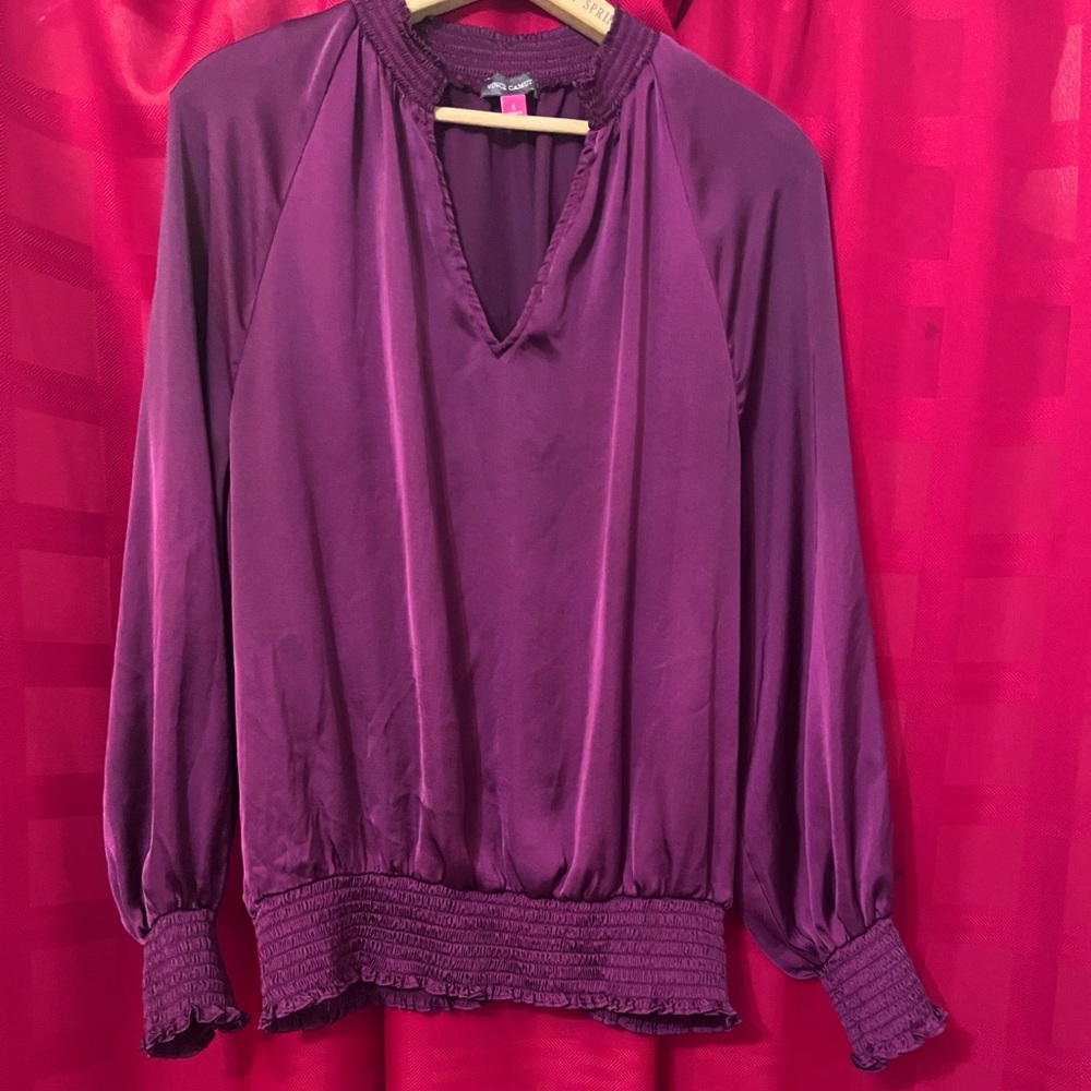 Vince Camuto  satin blouse, crushed garnet color